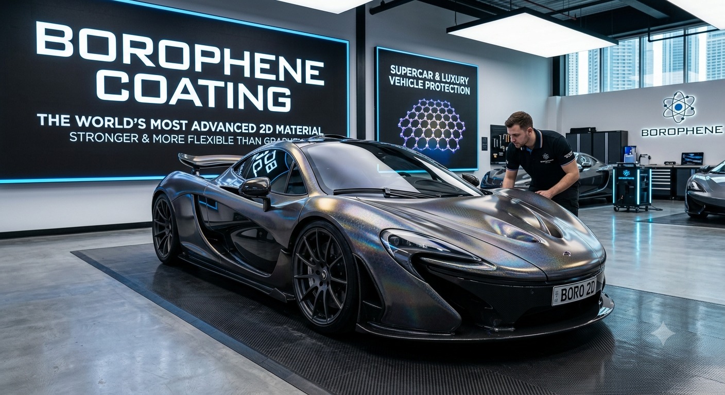 Luxury supercar with ultra-gloss paint protection
